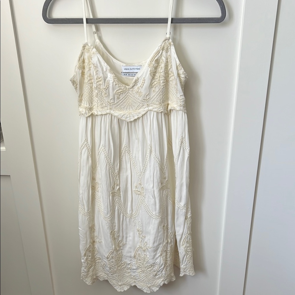 Urban Outfitters Ivory Embroidered Dress